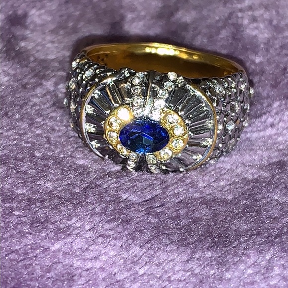 🧿SOLD!!!🧿 NWT Mens Two-Tone Sapphire Ring 10 - Picture 5 of 8